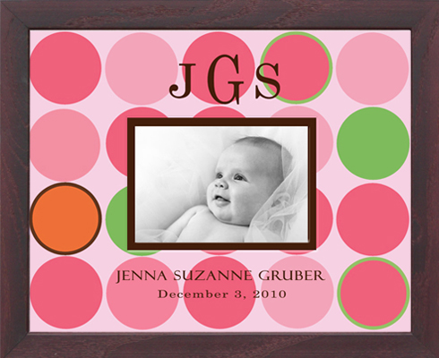 Big Dots Pink Photo Frame Picture Decorative Nursery Decor Newborn Art Perfect Gift Name Border or Monogrammed Customized Special 